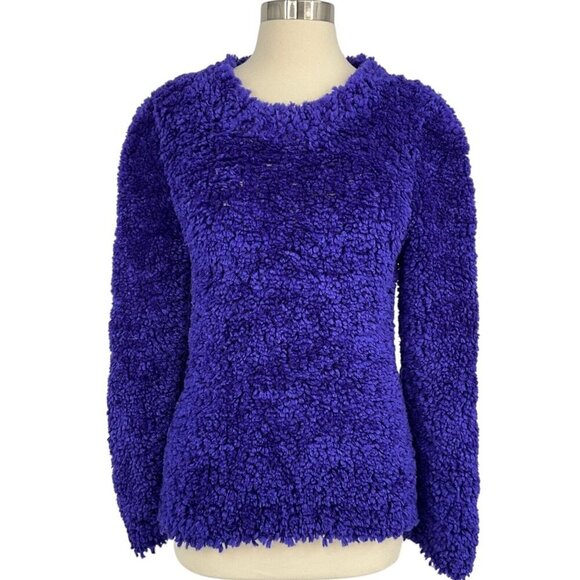Stella McCartney Furry Textured Knit Crop Jumper EUR Size 46 XL Purple Sweater - Picture 1 of 13